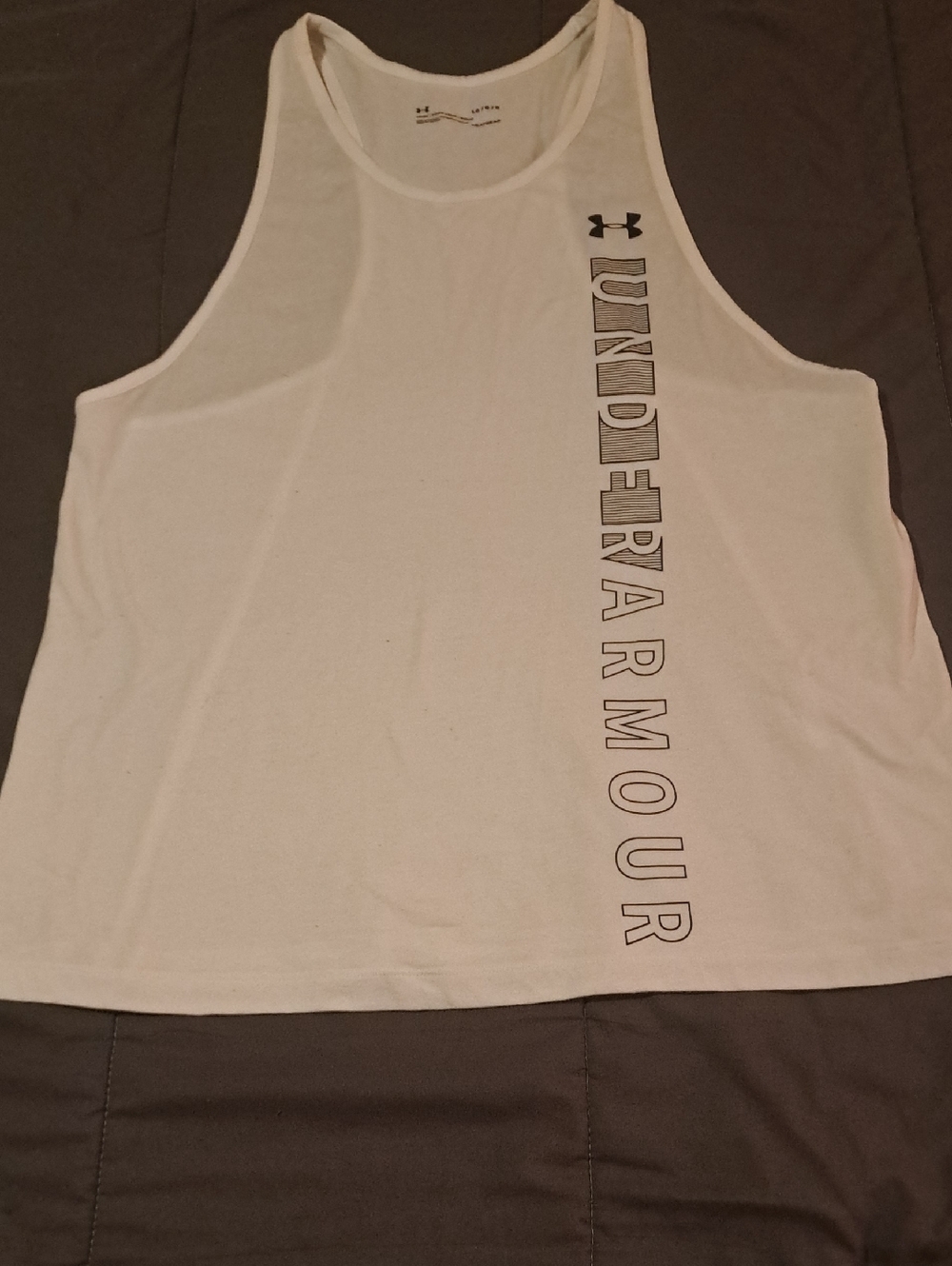 πUnder Armour WomansWhite Tank with Vertical Logo Casual Sporty Comfort & Feel